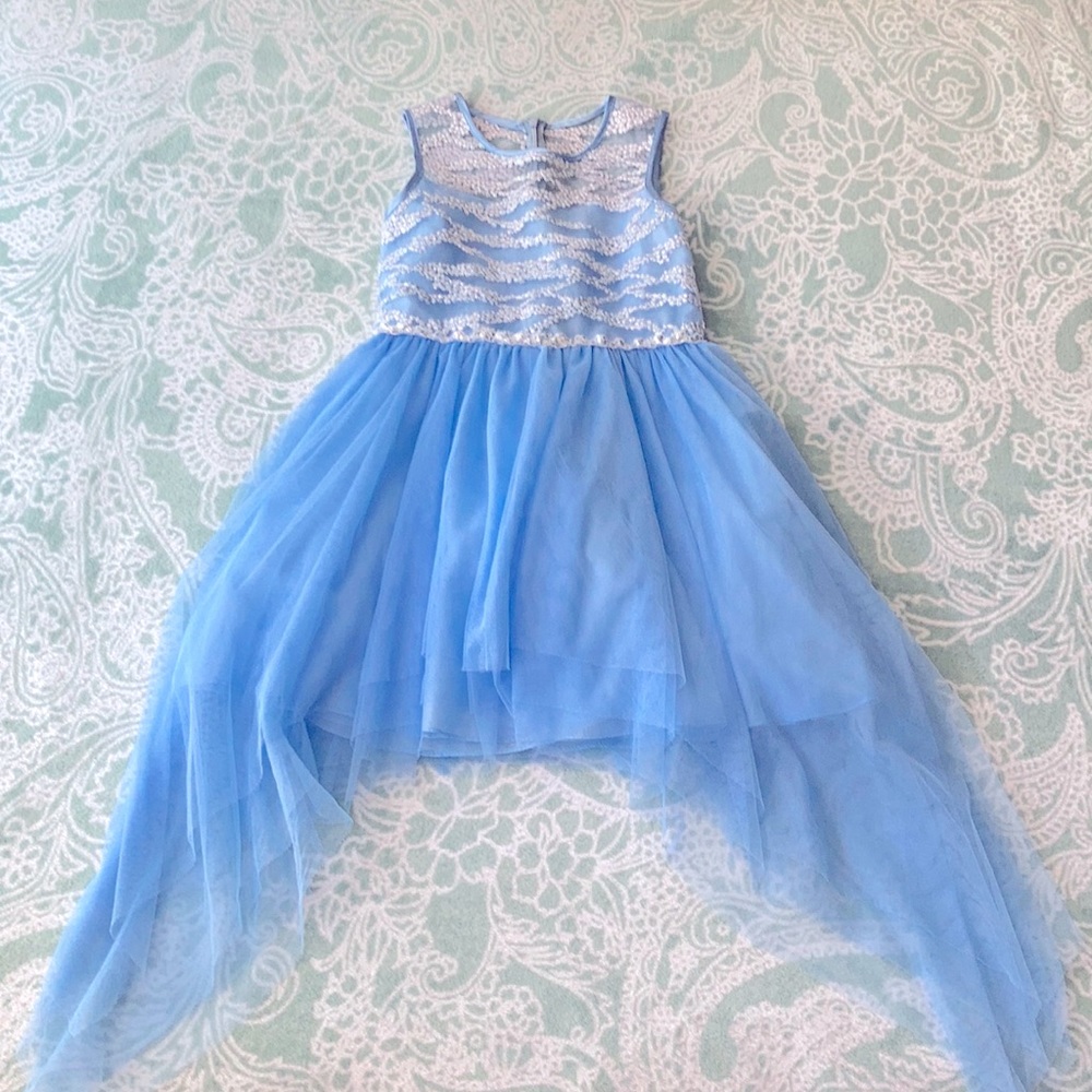 Size 8 - Little Girl’s Princess, Sparkly Sequins, Satin, Tulle Sky Blue 👗 Dress